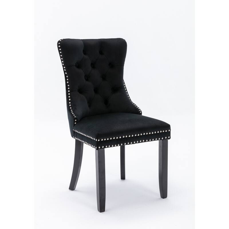 Set of 2 Modern High-End Tufted Solid Wood Upholstered Dining Chair with Nailhead Trim