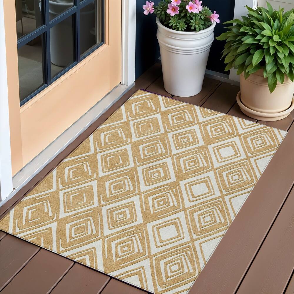 HomeRoots Geometric Transitional Rectangle Outdoor Rug