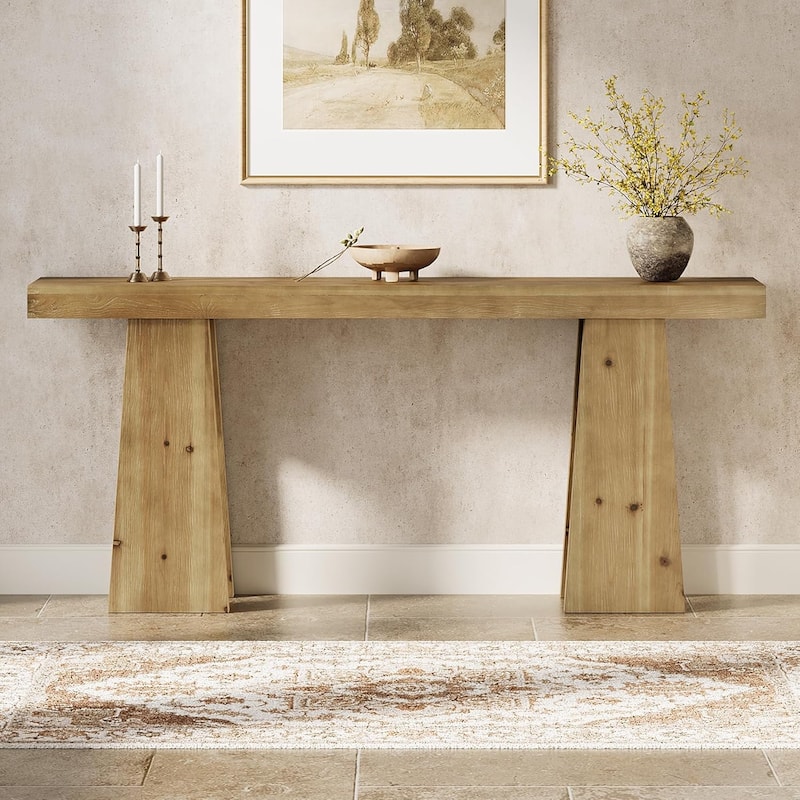 70.9" Farmhouse Extra Long Solid Wood Console Table with Reinforced Frame