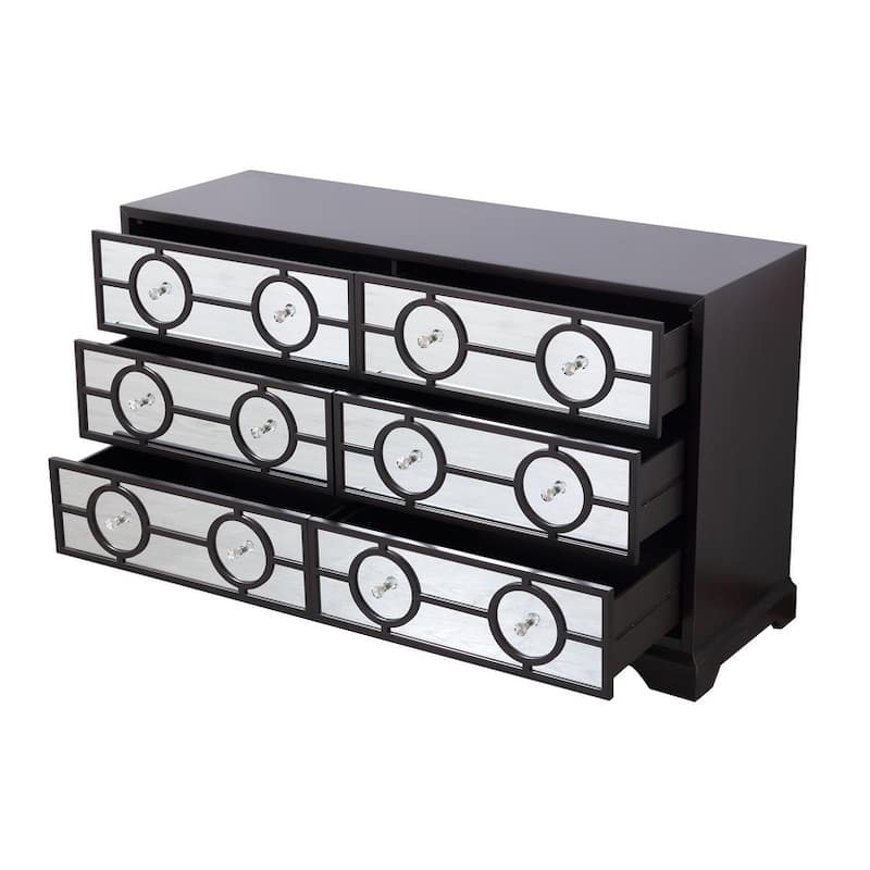 60 in. 6 Drawer Mirrored Cabinet