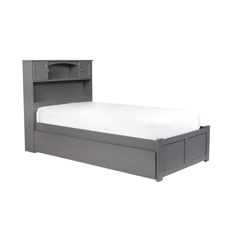 Twin Platform Bed with Trundle - Modern Grey Bed Frame, Space Saving Design, Easy Assembly