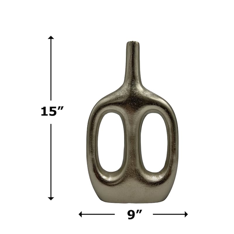 15 Inch Tall Decorative Handmade Aluminum Skinny Jug Flower Vase