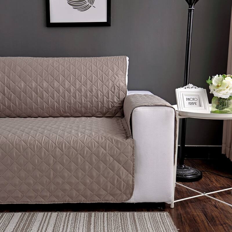 Quilted Microfiber Sofa Slipcover Furniture Protector Mat with Straps