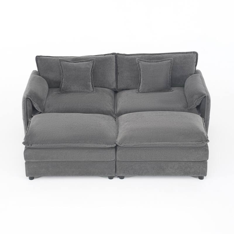 Modular Sofa DIY Combination Sofa for Living Room, Chenille Sectional Sofa Deep Seat Couch Set with Ottoman