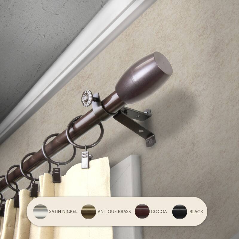 InStyleDesign Diego Adjustable Black Curtain Rod - 28 to 48 inches - Cocoa