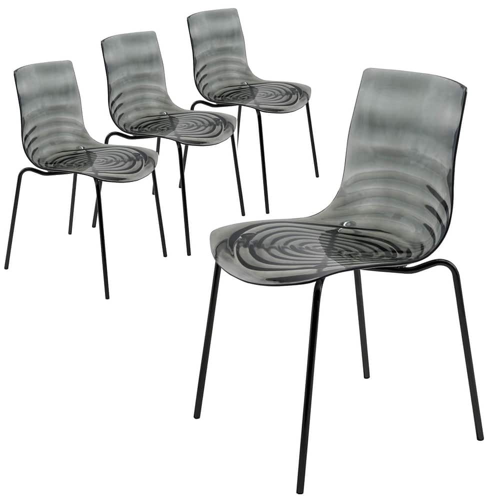 Stackable Dining Chair in ABS Plastic with Stainless Steel Legs Set of 4 Astor Collection