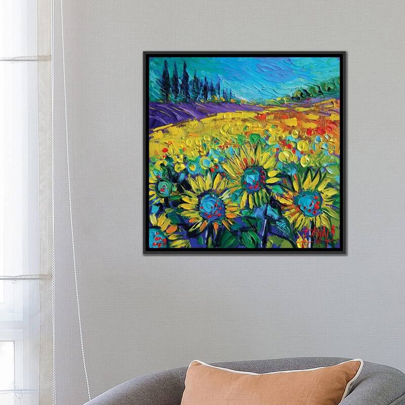 iCanvas "Happy Tournesols" by Mona Edulesco Framed Canvas Print