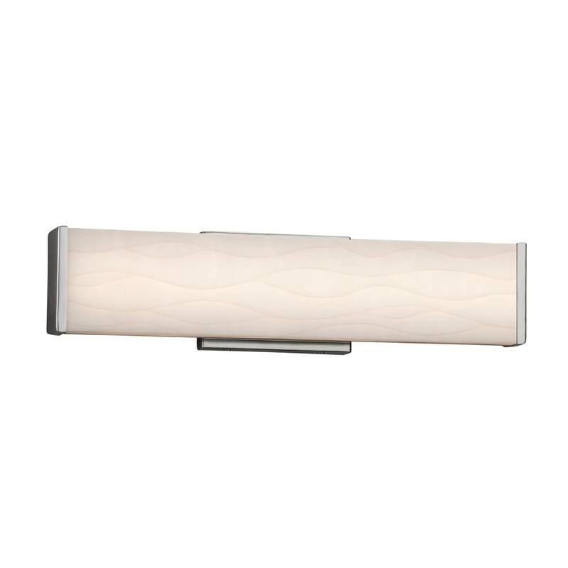 Justice Design Porcelina Latitude 19-inch Brushed Nickel ADA LED Wall/ Bath Bar, Waves Shade - Silver
