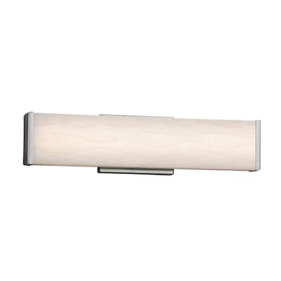 Justice Design Porcelina Latitude 19-inch Brushed Nickel ADA LED Wall/ Bath Bar, Waves Shade - Silver