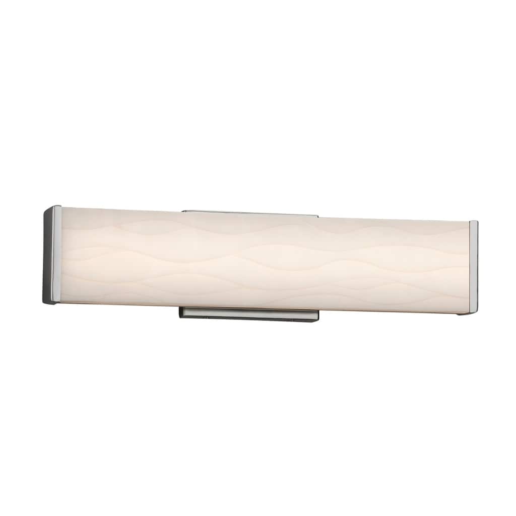 Justice Design Porcelina Latitude 19-inch Brushed Nickel ADA LED Wall/ Bath Bar, Waves Shade - Silver
