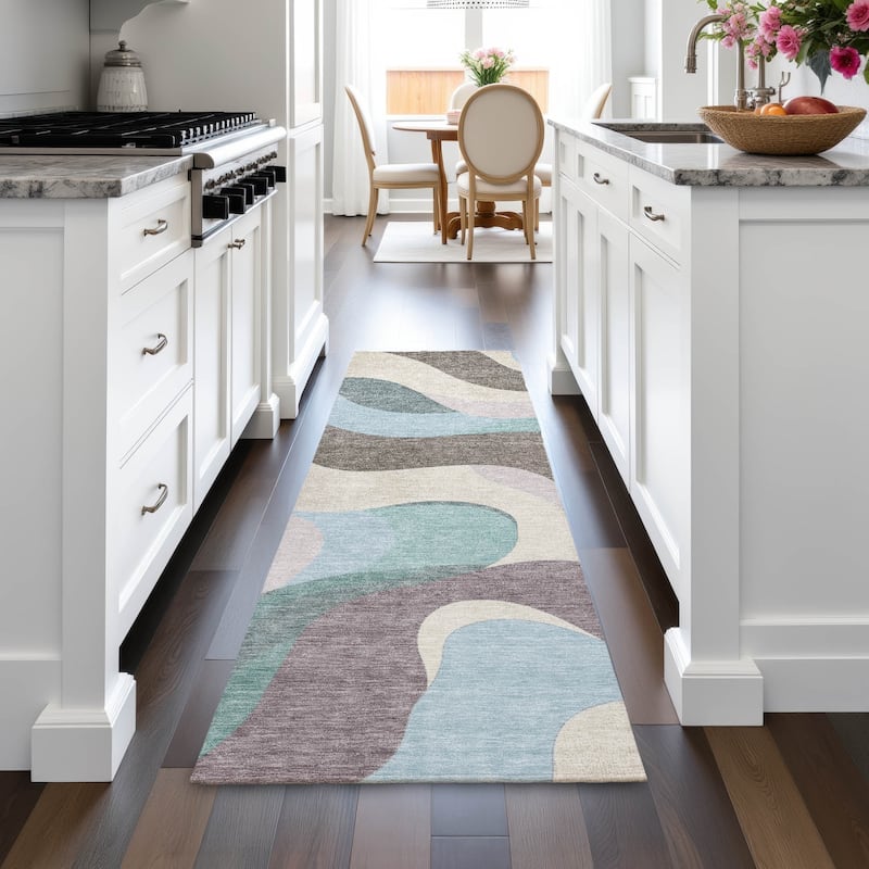 Machine Washable Indoor/Outdoor Casual Contemporary Chantille Rug