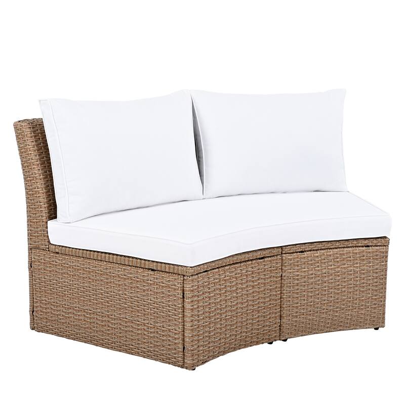 Half Round Full Storage Sectional Sofa 10pc Conversation Set with Table