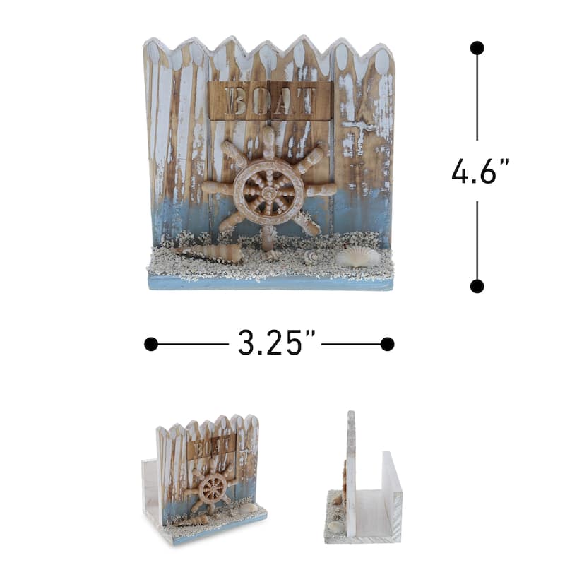 CoTa Global Coastal Horizon Nautical Wooden Napkin Holder - 4.6 x 3.25 x 4.5 inches