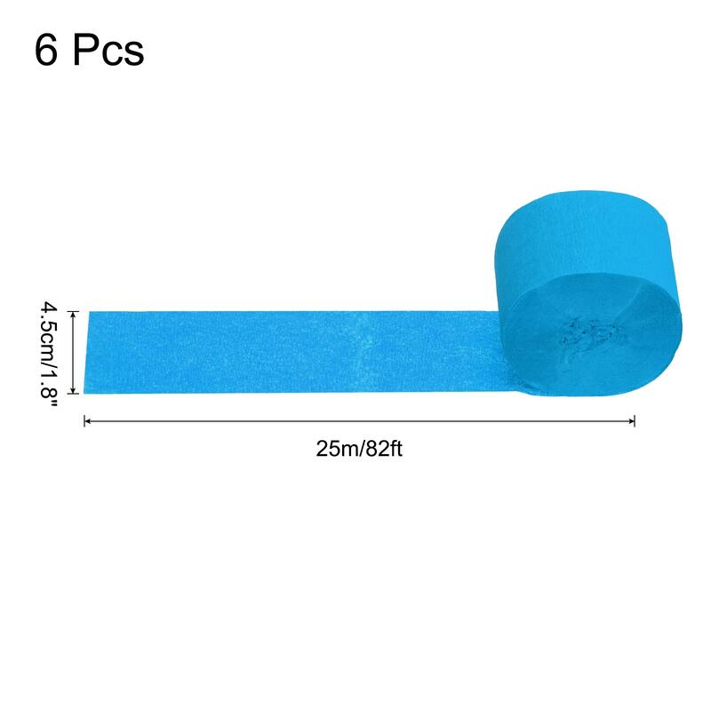 Crepe Paper Streamers 6 Rolls for Decoration - Sky Blue - 1.8 in x 82 Ft/Roll