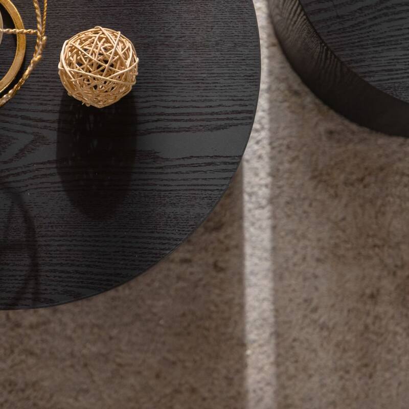 Nesting Coffee Table Set of 2, Round Wooden Coffee Tables, Circle Modern Table for Small Space, Living Room