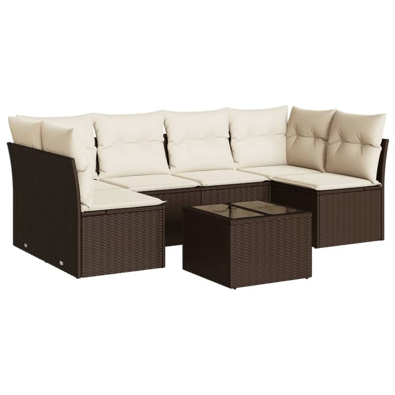 vidaXL Garden Sofa Set Brown and Cream White - 21.7 x 21.7 x 14.6