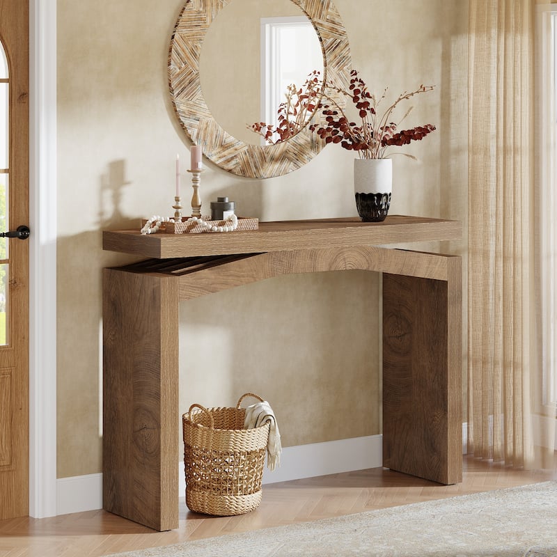 39.3-Inch Farmhouse Console Table for Entryway - Brown