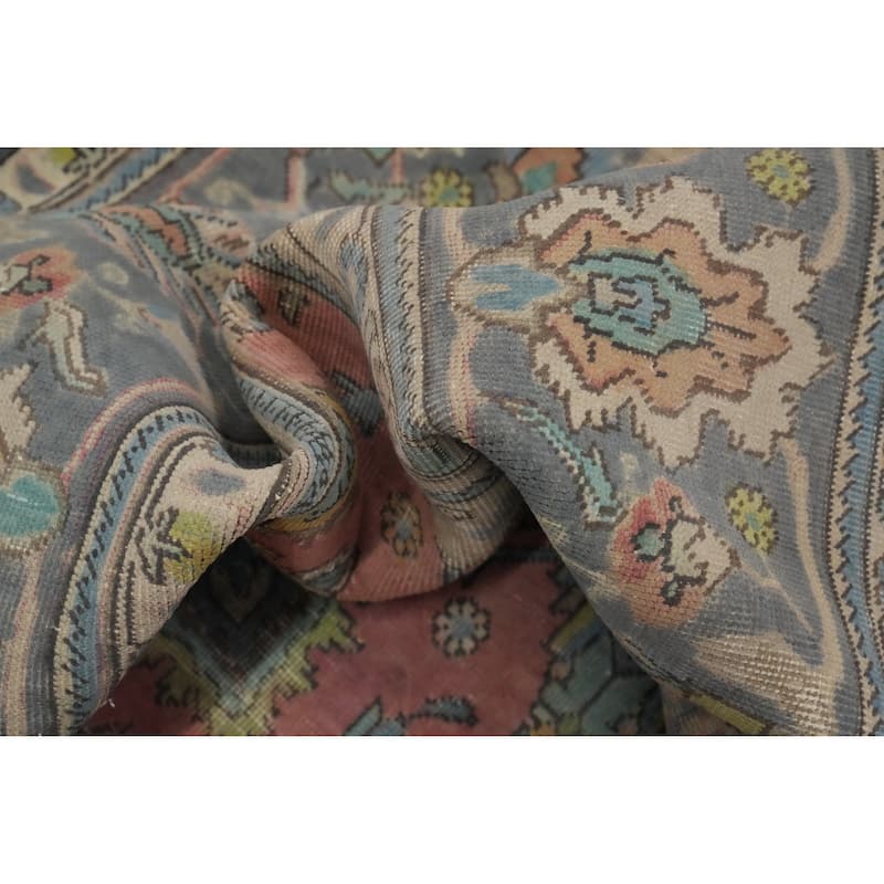 Hand Knotted Oriental 100% Wool Carpet Traditional All-Over Pink Tabriz Area Rug - 12' 8'' X 9' 7''