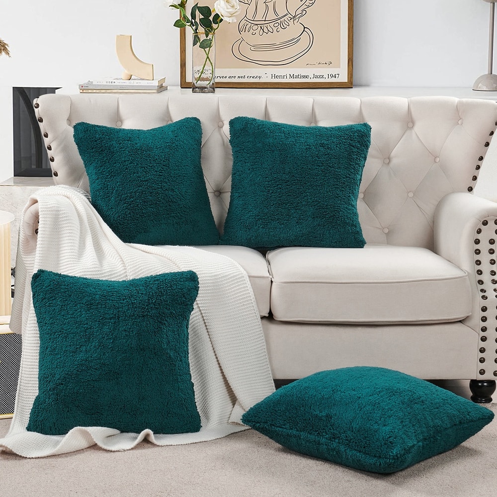 Accent Sherpa Pillow Cover Set of 4 20Inch x 20Inch, NO INSERT