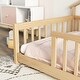 preview thumbnail 5 of 7, Twin House-Shaped Bedside Floor Bed w/Guardrails and Slats - Natural