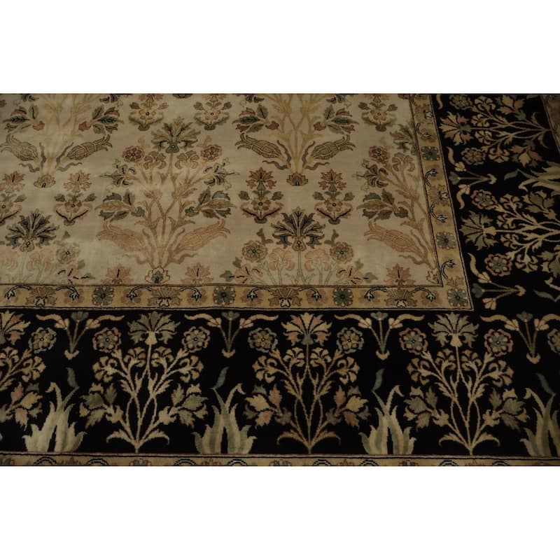 Hand Knotted Oriental 100% Wool Carpet Traditional All-Over Beige & Ivories Ziegler Area Rug - 11' 10'' X 9' 0''