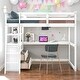 preview thumbnail 20 of 34, Full Size Loft Bed with Desk and Shelves, 2 Built-in Drawers, Gray