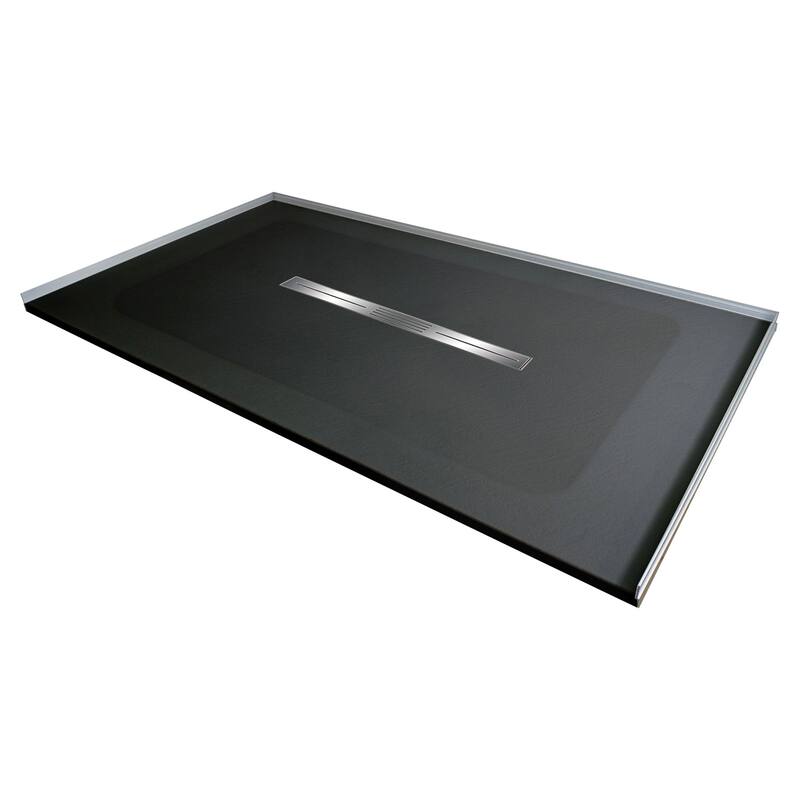 Transolid FZS6036C-09 60-in L x 35.5-in W Zero Threshold Center Drain Shower Base, Black - 60-in L x 35.5-in W