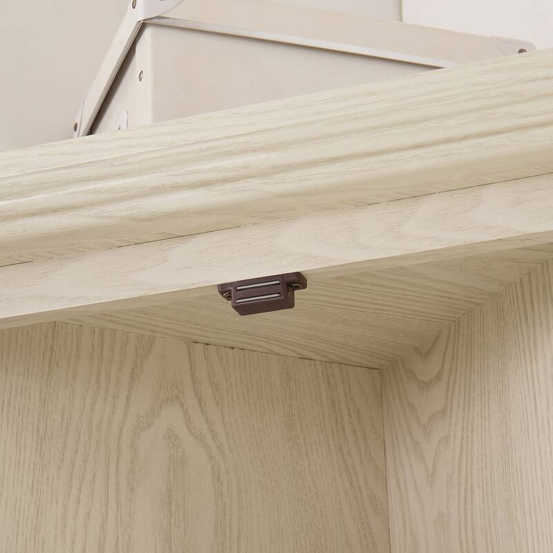 GDF Studio - Farmhouse Corner Cabinet Tall 4-Tier Storage Pantry with 8 Doors.