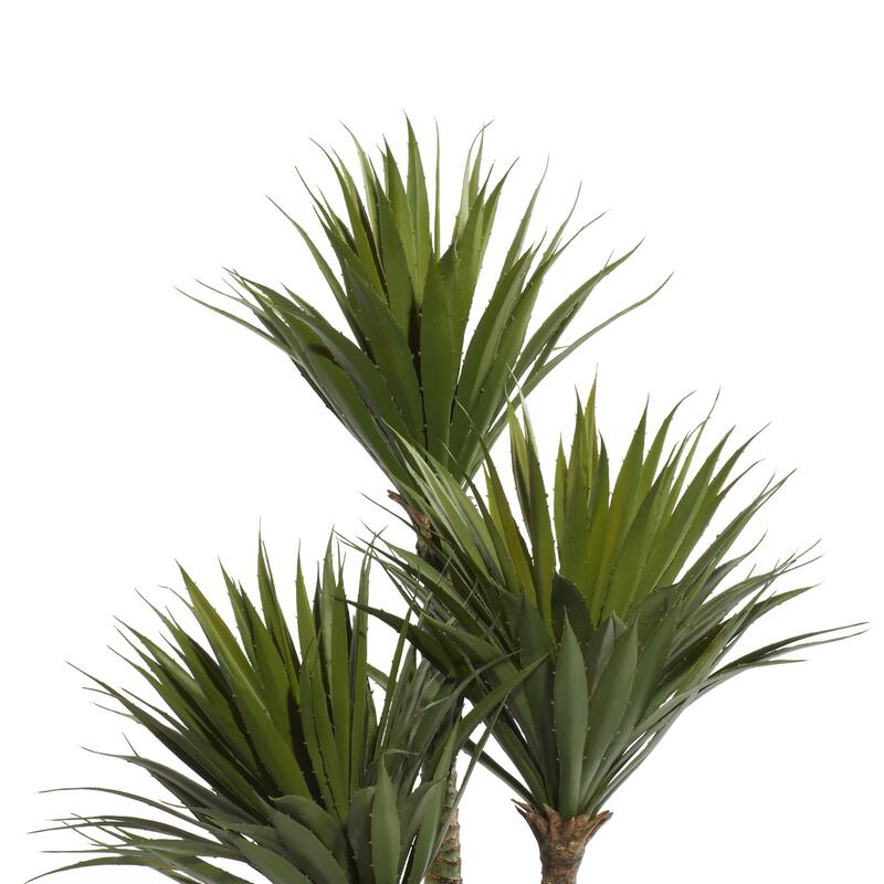 Faux Foliage Date Palm Artificial Plant with Realistic Leaves and White Fiberglass Pot - Green - Roche River Decor