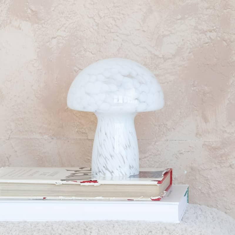 Blown Glass Mushroom Shaped Table Lamp with Inline Switch - 6.3"L x 6.3"W x 7.9"H