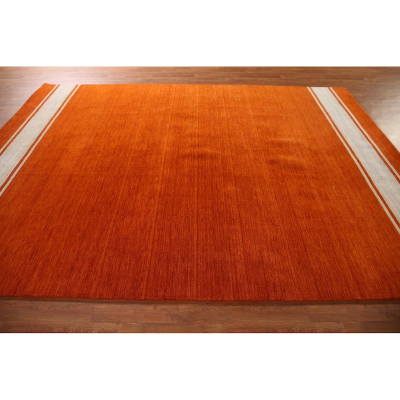 Striped Gabbeh Indian Area Rug Handmade Bedroom Wool Carpet - 7'10"x 10'10"