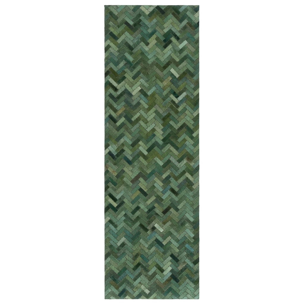 SAFAVIEH Handmade Studio Leather Frantiska Contemporary Leather Rug - 2'3" x 7' Runner