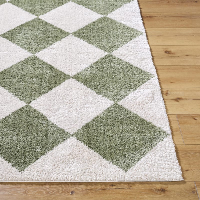 Livabliss Scandinavian Fossay Shag Diamond Washable Area Rug