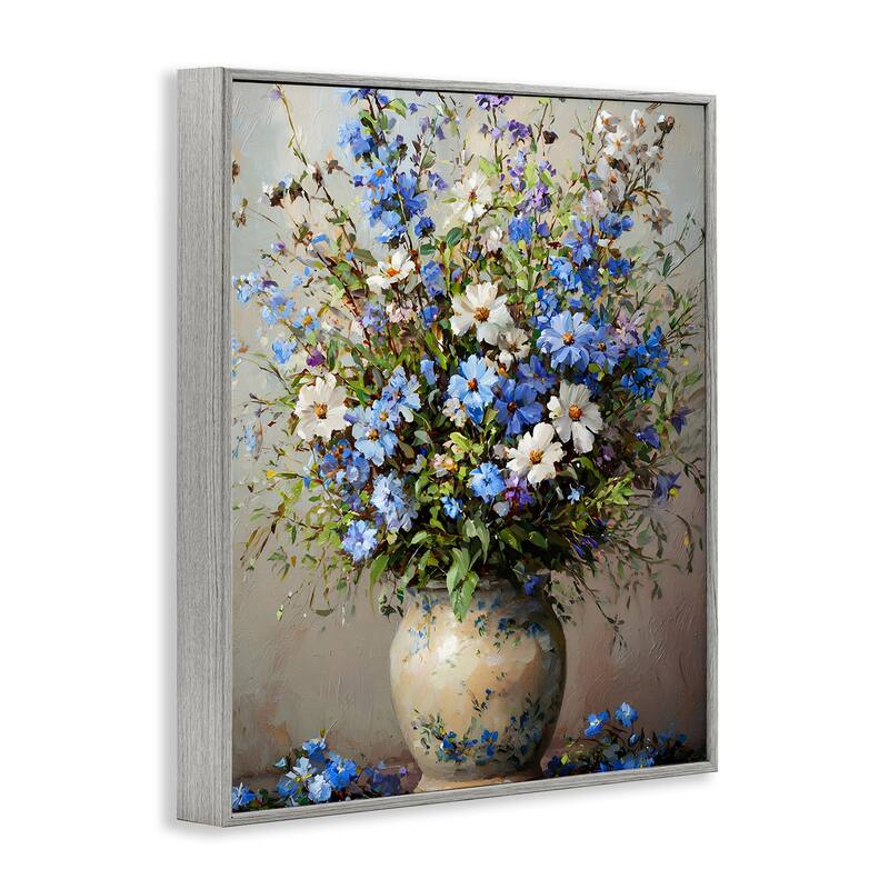 Stupell Cerulean Flower Bouquet Framed Giclee Art Design By Franklyn Gregory
