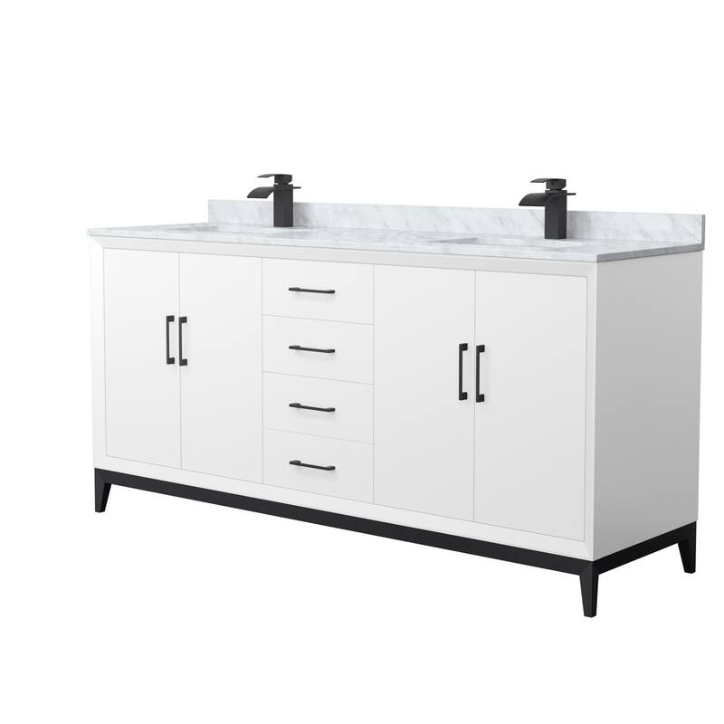 Wyndham Collection WCH818172D-CMUNS-MXX Amici 72" Free Standing Double - White / Matte Black Hardware