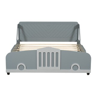 Car-Themed Platform Bed with Safety Rails & Wheel Legs - Fun Design
