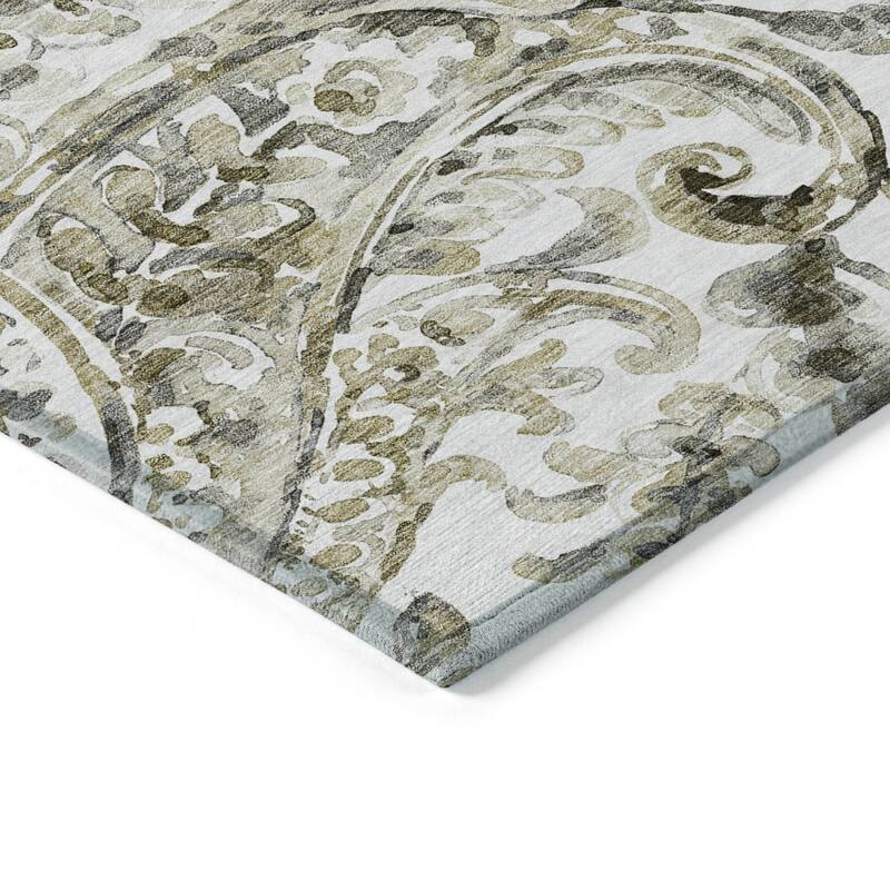 Machine Washable Indoor/ Outdoor Chantille Traditional Scroll Rug