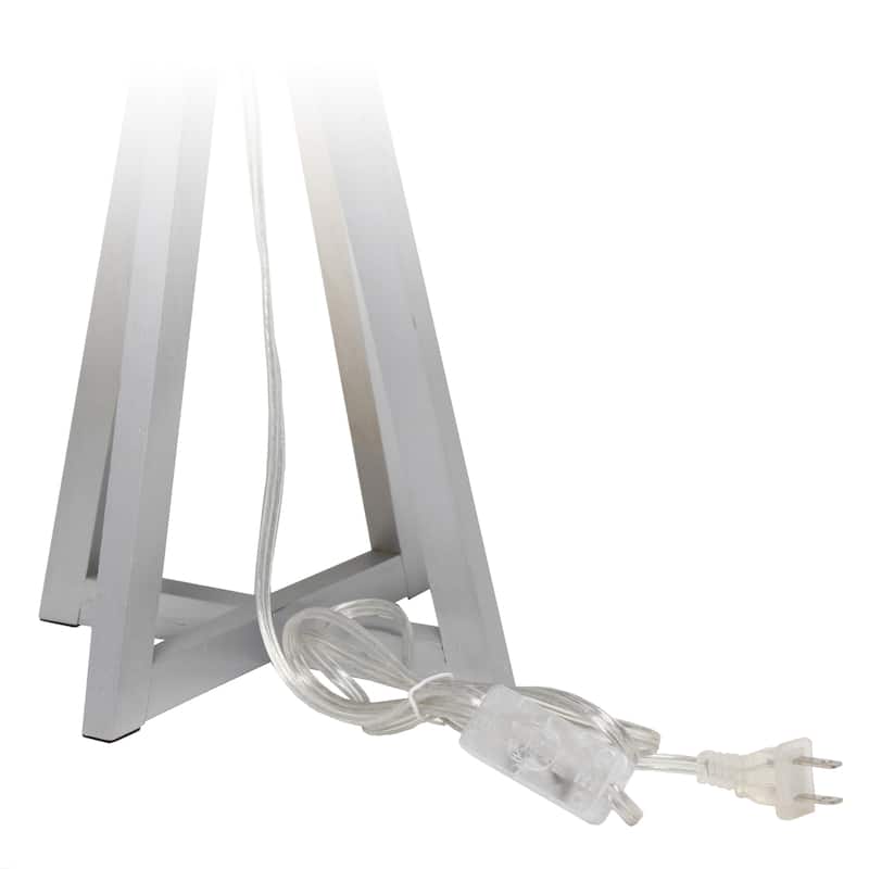 Wood Tripod Table Lamp with Drum Shade for Bedroom Decor - 9.75 x 9.75 x 19 in. (L x W x H)
