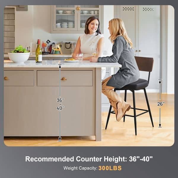 dimension image slide 4 of 11, 26"/29" Faux Leather Swivel Counter/Bar Stools Set of 2/3