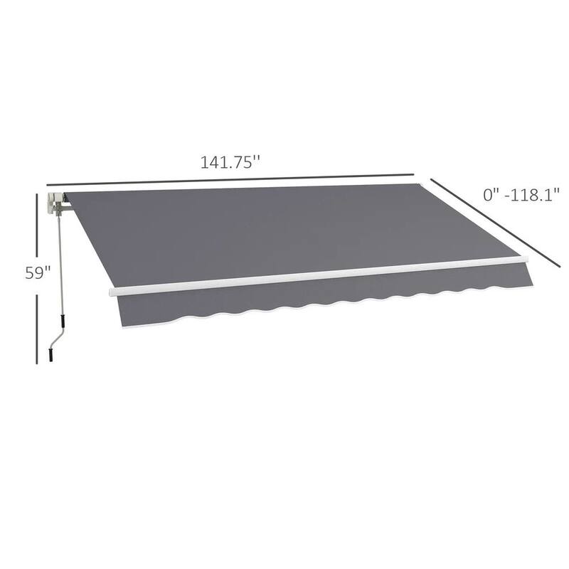 12'x10' Retractable Patio Awning,Manual Crank,UV and Water-Resistant