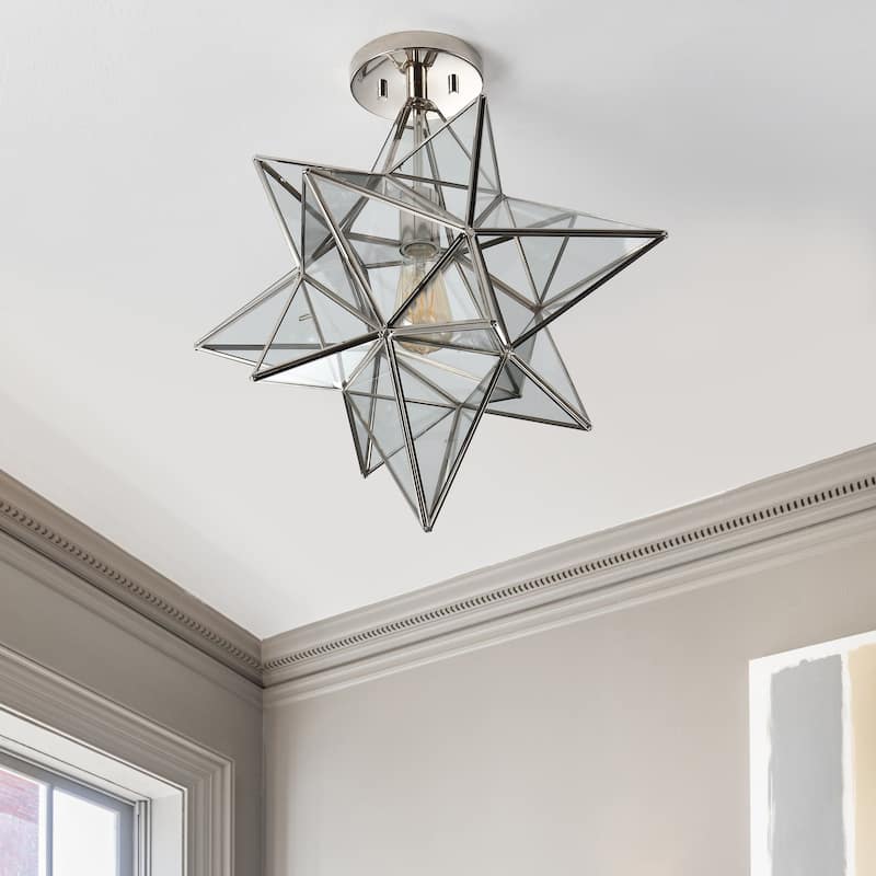 SAFAVIEH Lighting Santina Flush Mount - 19" W x 19" D x 19" H - 19Wx19Dx19H - Chrome