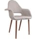 preview thumbnail 50 of 56, Set of 2 Organic Upholstered Fabric Modern Armchairs with Dark Walnut Brown Wooden Legs for Dining Room Office or Accent Chair