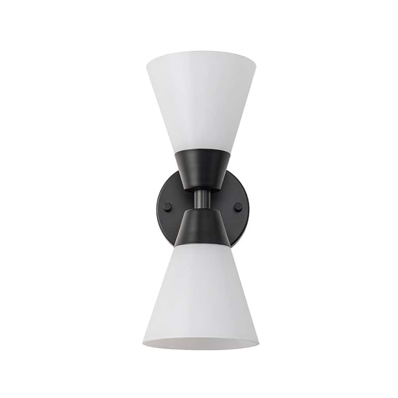 2-Light Hourglass Shaped Glass Wall Sconce