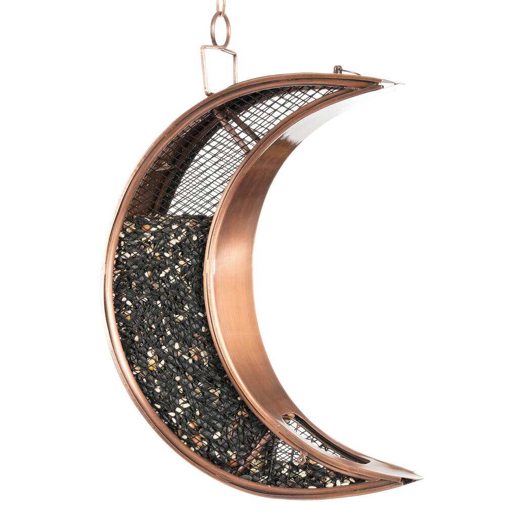 Over The Moon Copper Bird Feeder, with Mesh Panels by Good Directions