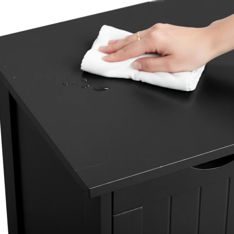 Black Bathroom Storage Cabinet with 4 Drawers and 1 Door