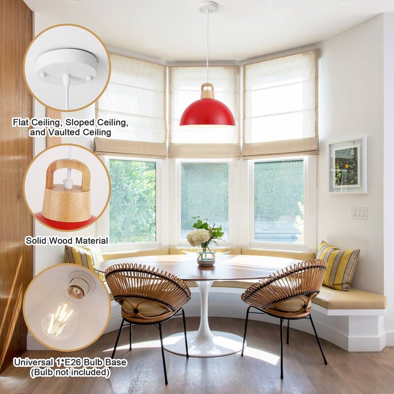 1-Light Rustic Hanging Pendant Light with Metal Shaded for Kitchen Island