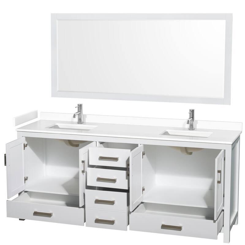 Wyndham Collection Sheffield 80" Double Bathroom Vanity, Carrara