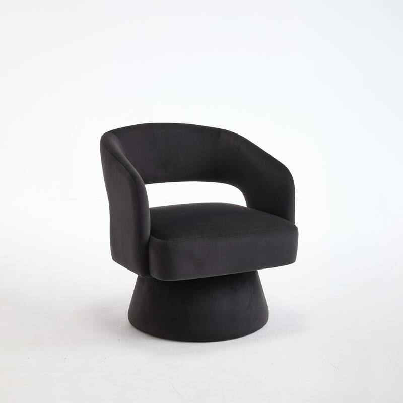 Velvet Swivel Barrel Chair, Accent Chair Armchair with Rotation Club Chair & Curved Ergonomic Back
