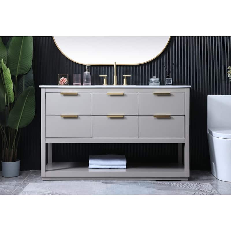 Elegant Lighting VF19254 Larkin 54" Free Standing Single Basin Vanity