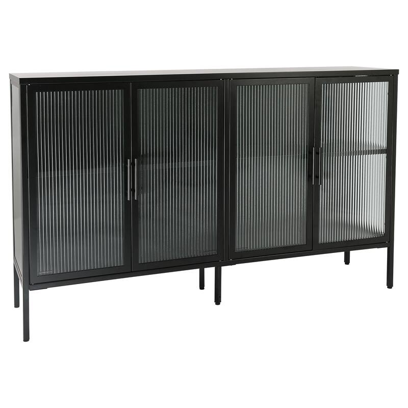 Metal Tempered Glass Cabinet with Adjustable Shelf